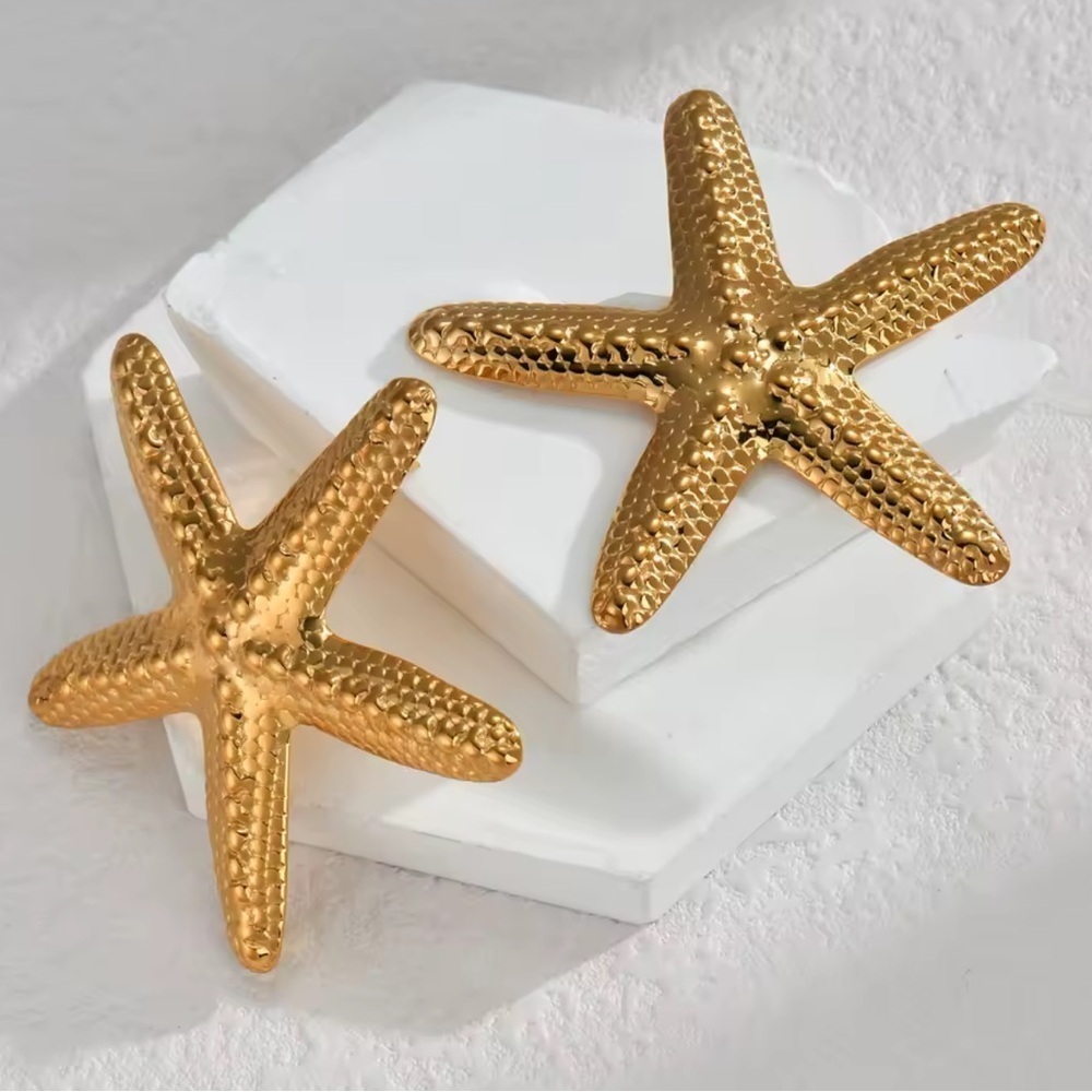 Starfish 18K Gold Stainless Steel Waterproof Earrings - Picture 4 of 4